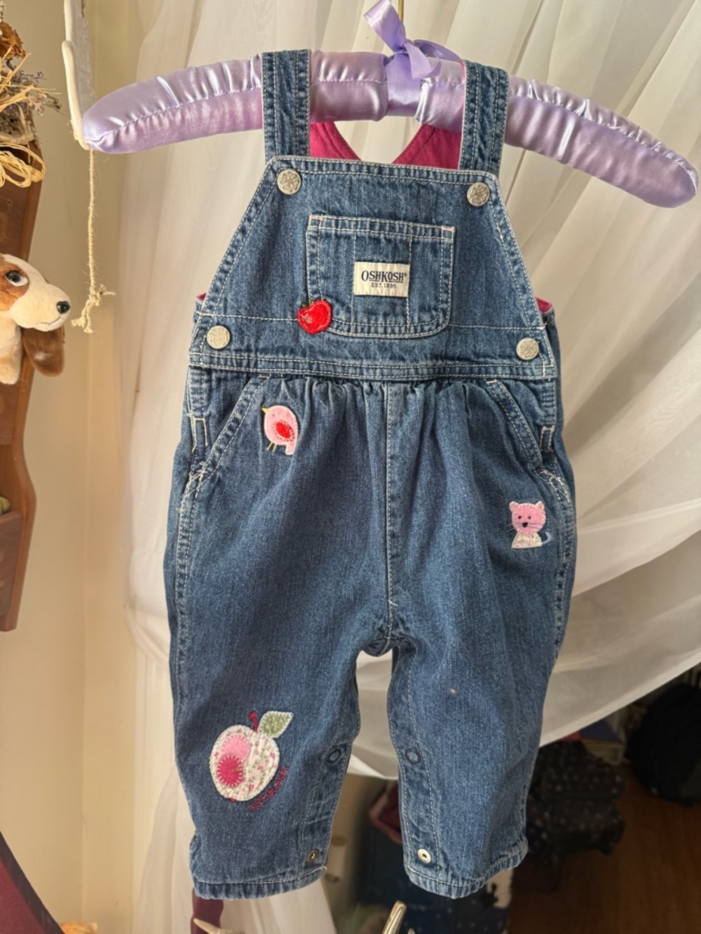 Vintage OshKosh Pink-Trim Denim Overalls for Kids